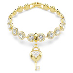 Idyllia charm Mixed cuts, Heart with key, White, Gold-tone plated